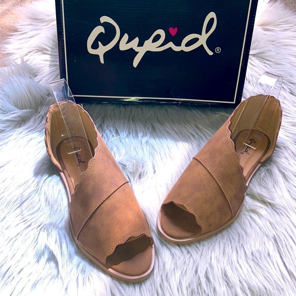 𝅺Qupid Cognac Distressed Brown Casual Slip-On Shoes